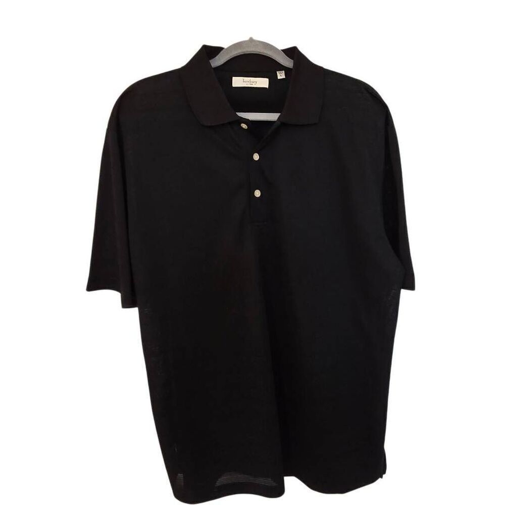 Turnbury Mens Textured Striped Short Sleeve Coolmax Polo Shirt Black Large